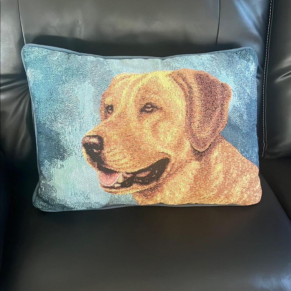 GOLDEN YELLOW LAB TAPESTRY THROW PILLOW DOG DECOR